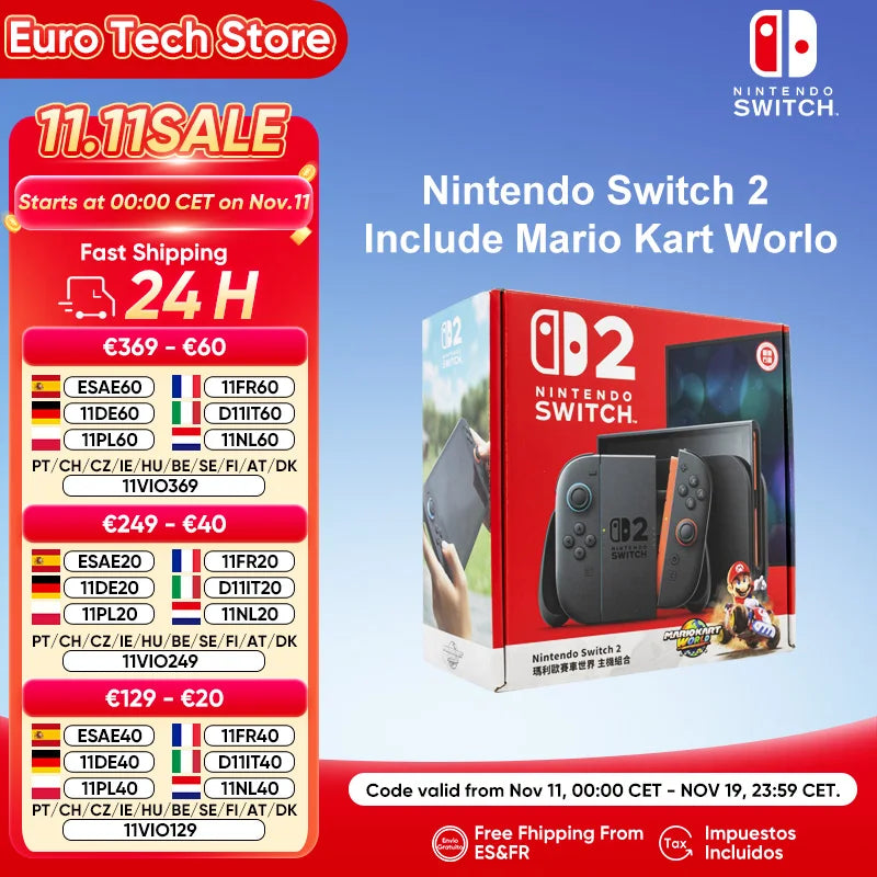 Nintendo Switch 2 7.9'' Screen Joy‑Con Handle Enhanced Audio Adjustable Console Includes Mario Kart World NS2 Original