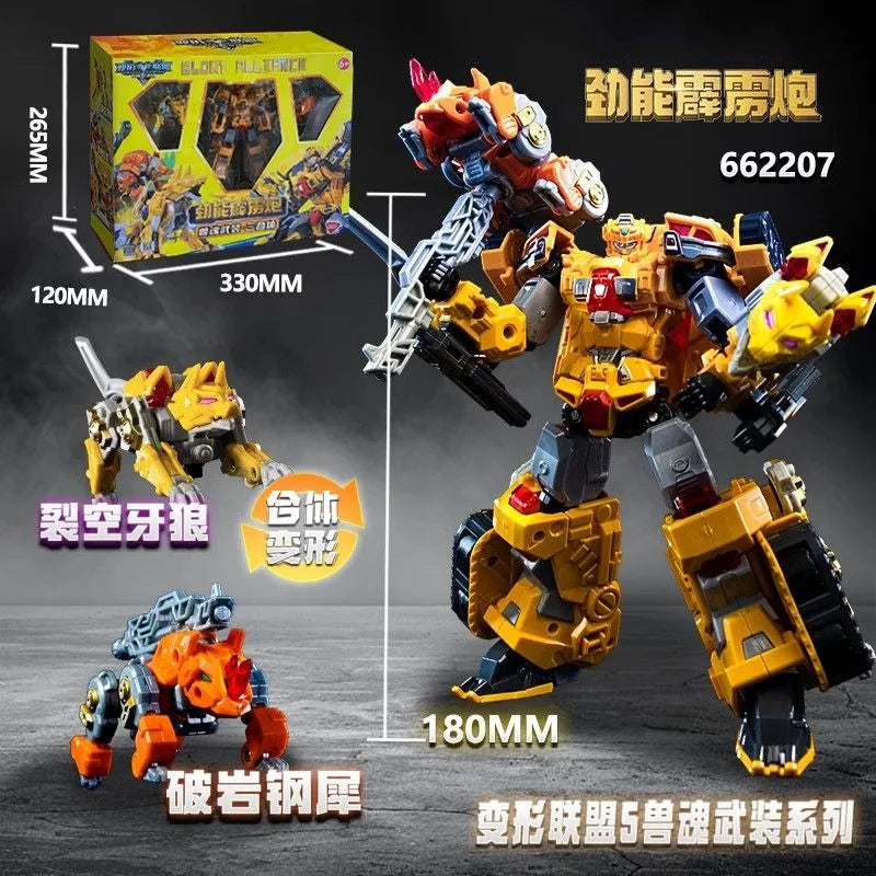 New Glory Alliance 5 Gold Transforming Robot Shapeshifting League Toys The War of Fierce Beasts Combined Deformed Vehicle Figure