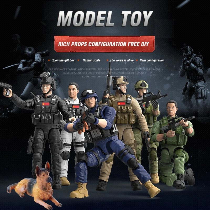 1:9 Soldier Model Toy 15 Joints Movable Free Action Figure Blind Box Decoration Boy Military War PVC Doll Children's Gift Xmas