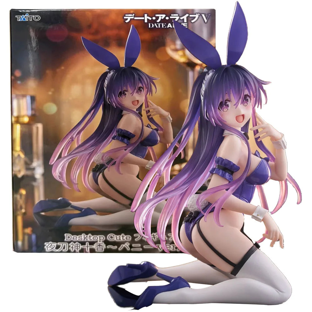 13CM Anime DATE A LIVE Yatogami Tohka FigureBunny Girl Kneeling Posture Desktop Cute Gift Collection Decoration Ornaments PVC