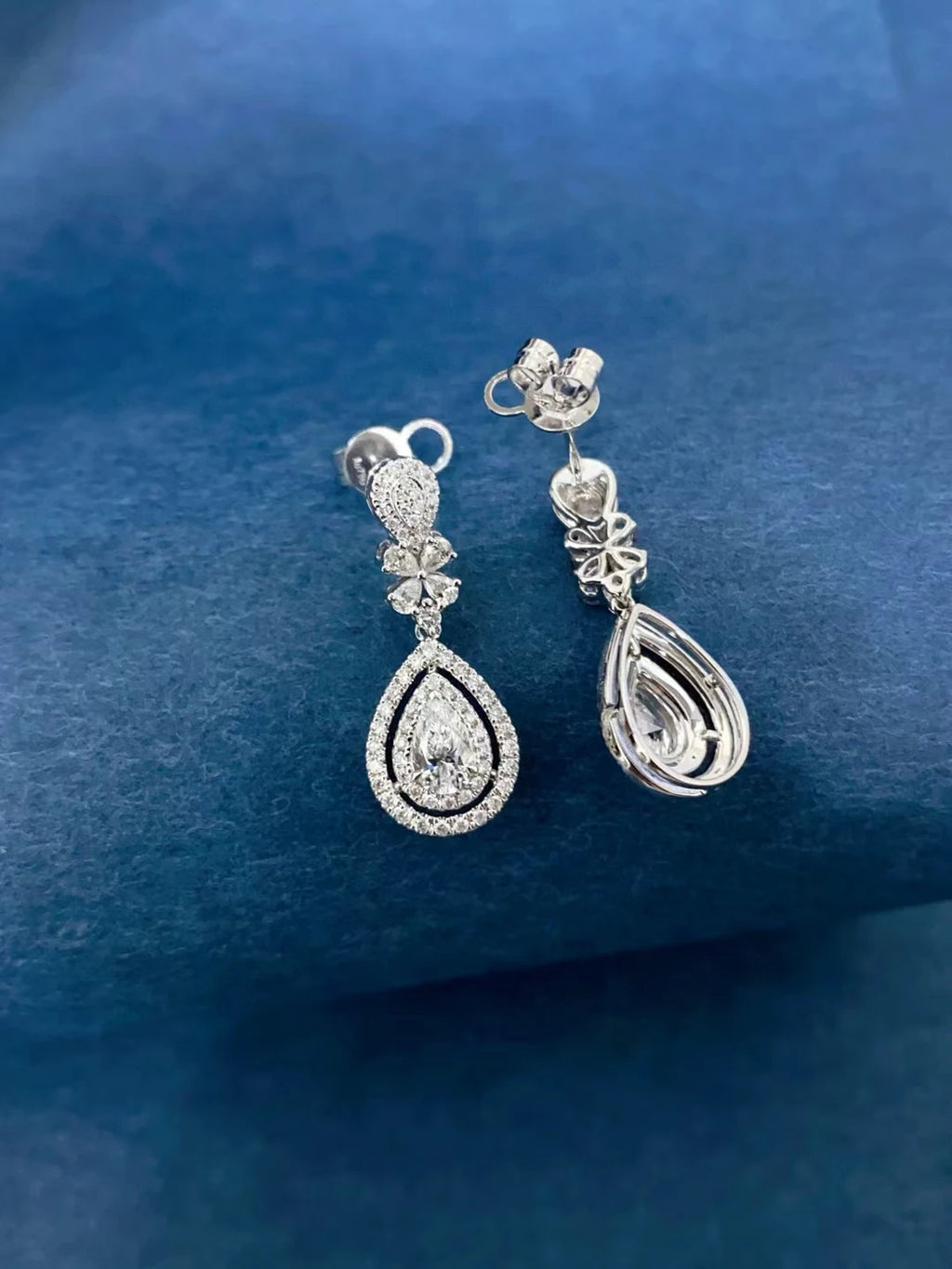 18K Real gold GIA Natural Diamond Drop earrings Custom Lab Grow Diamond pear-shaped diamond stud earrings Birthday gift Fashion