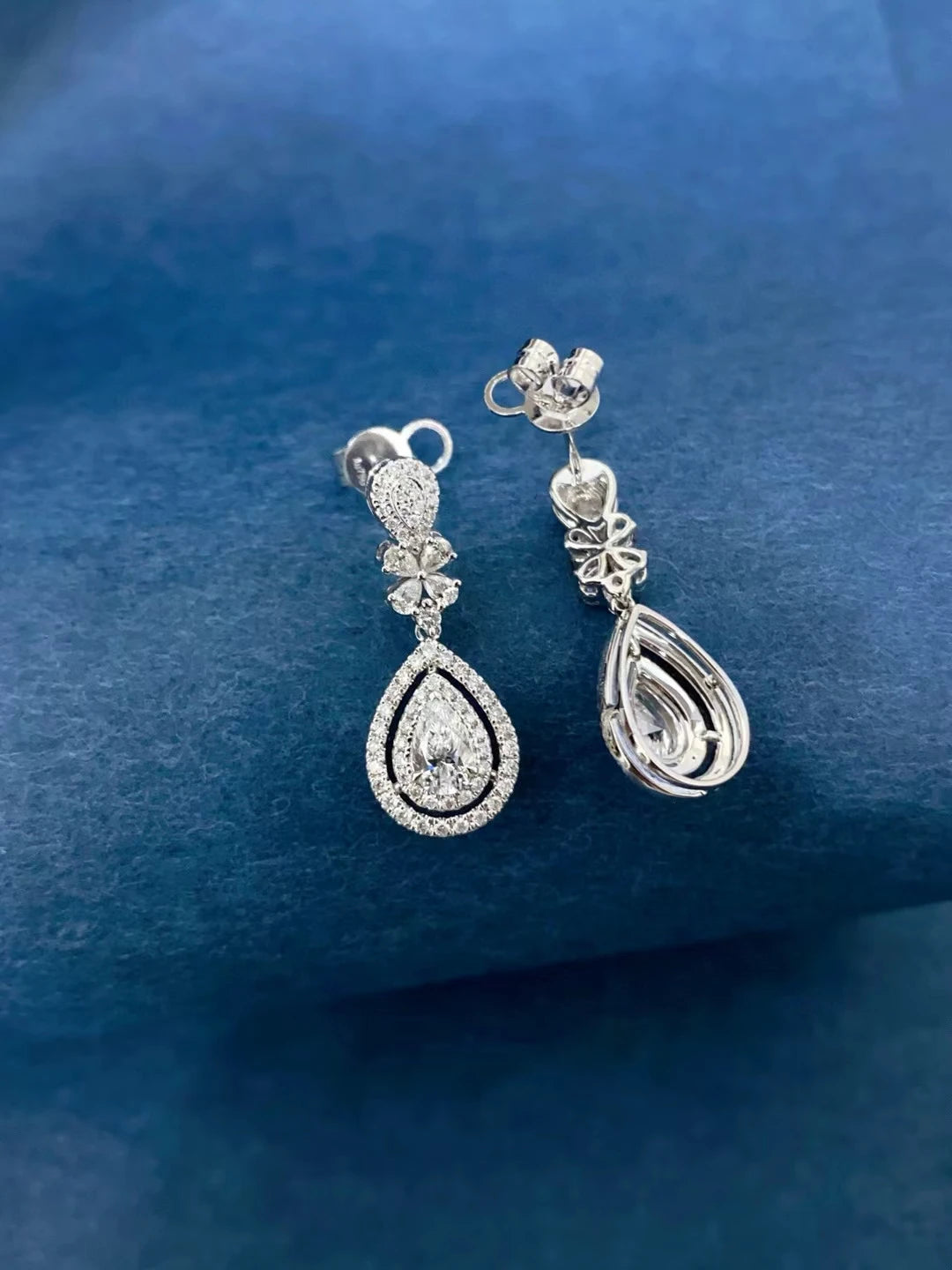 18K Real gold GIA Natural Diamond Drop earrings Custom Lab Grow Diamond pear-shaped diamond stud earrings Birthday gift Fashion