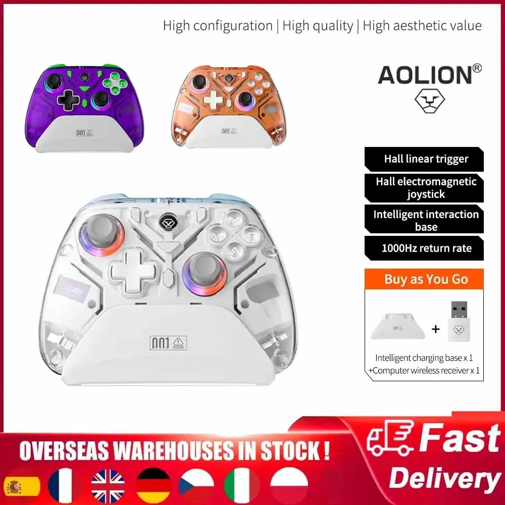 Aolion K10 Gaming Controller With Charging Dock RGB Wireless Gamepad Hall Effect Joystick Trigger For Switch/PC/Phone/Switch 2