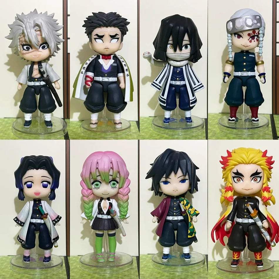 6 Style/Set Q Version Demon Slayer Standing Ghost Doll Tanjiro Nidouzi Inosuke Zenizu Figure Action Figure Movie Model Toys Doll
