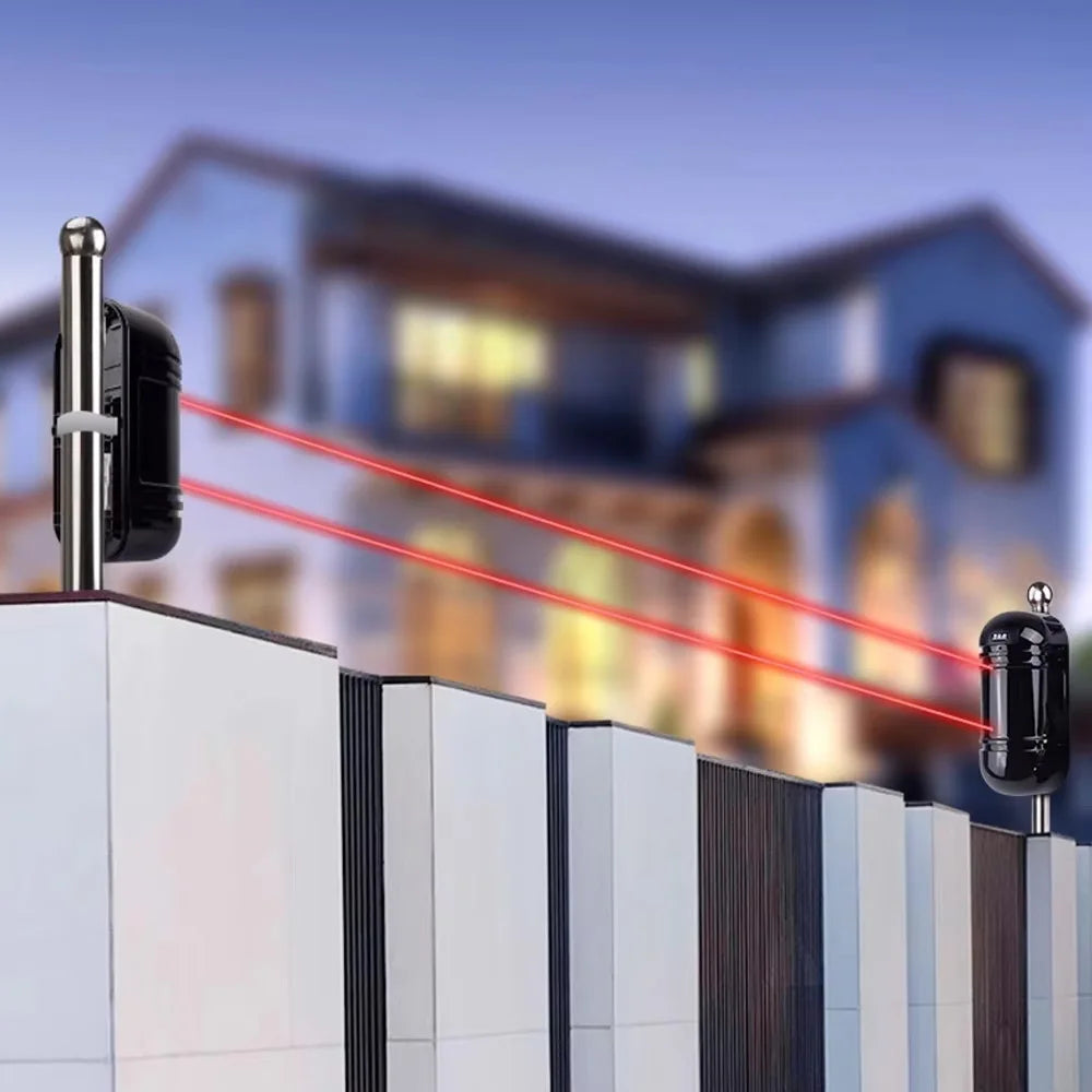 Wasserdichter fotoelektrischer IR-Detektor mit zwei Strahlen – Infrarot-Barrieresensor für den Außenbereich mit Linsenanzeige