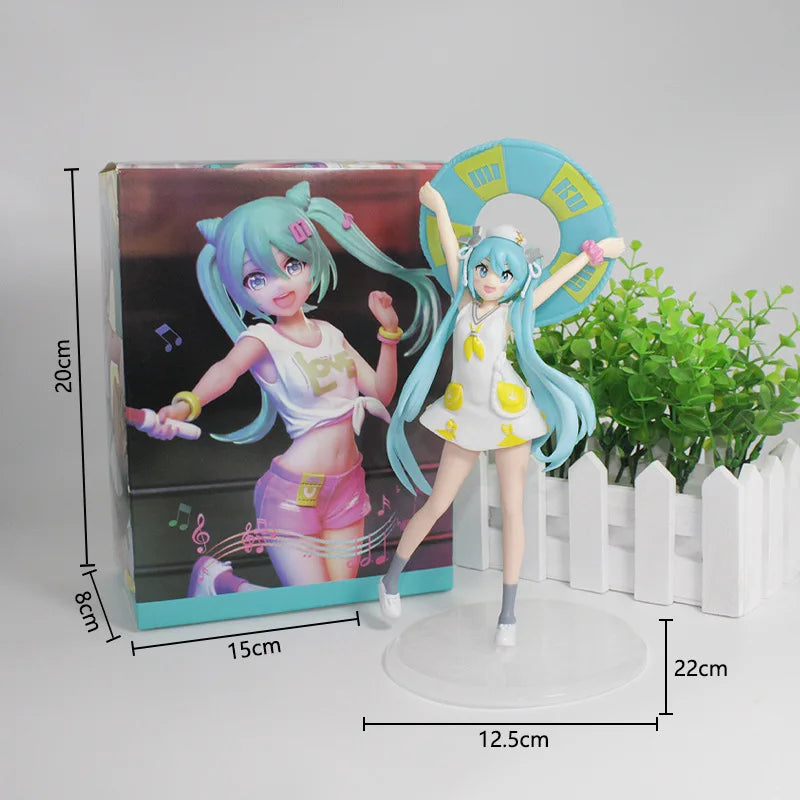 New 20cm Fashion Hatsune Miku Anime Figure Cheerleader Hatsune Miku Action Figures Kawaii Girl Figurine PVC Collection Model Toy