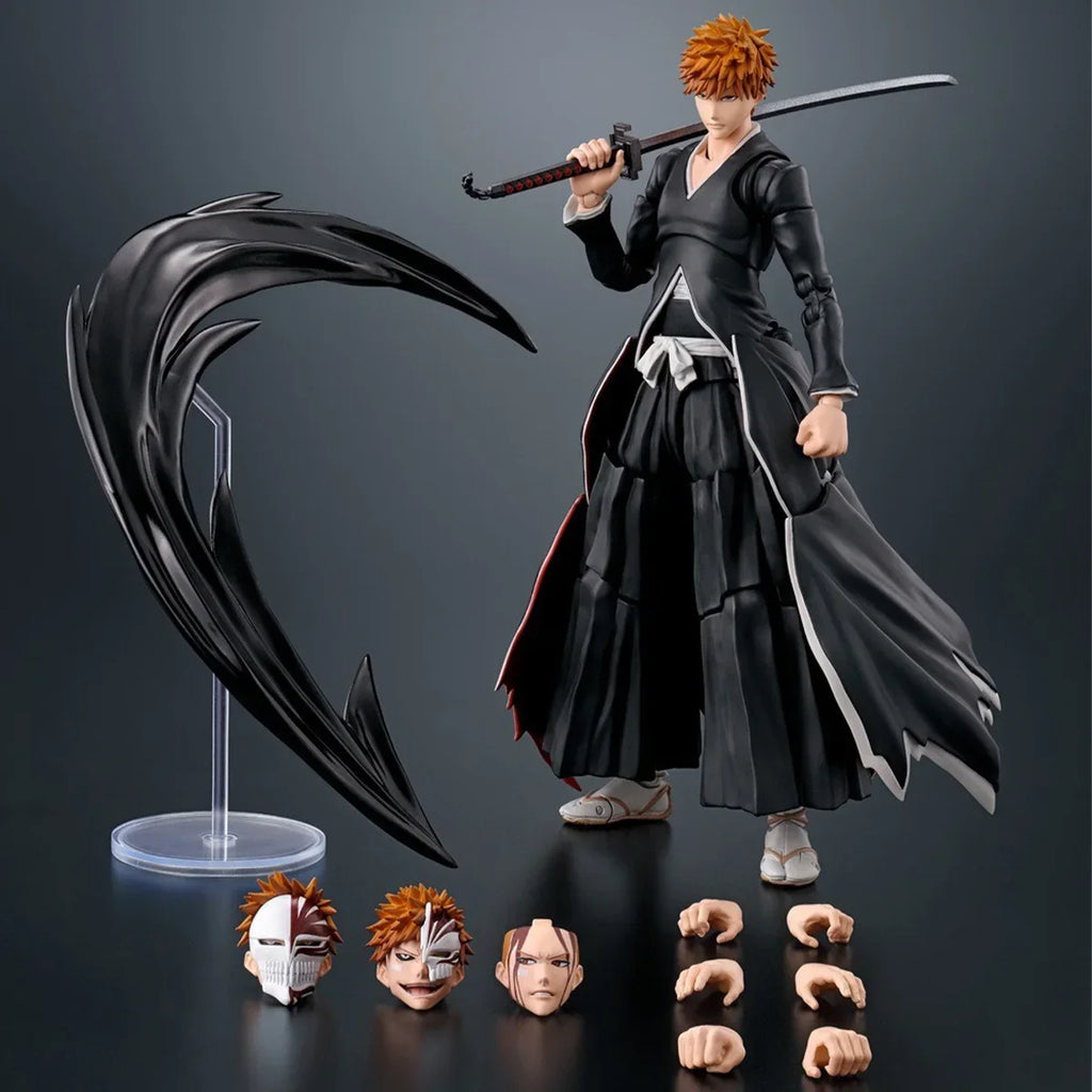 In Stock BANDAI Bleach SHT Kurosaki Ichigo Getsuga Tensho Joints Movable Original Model Kit Action Figure Toy Gift Collecting