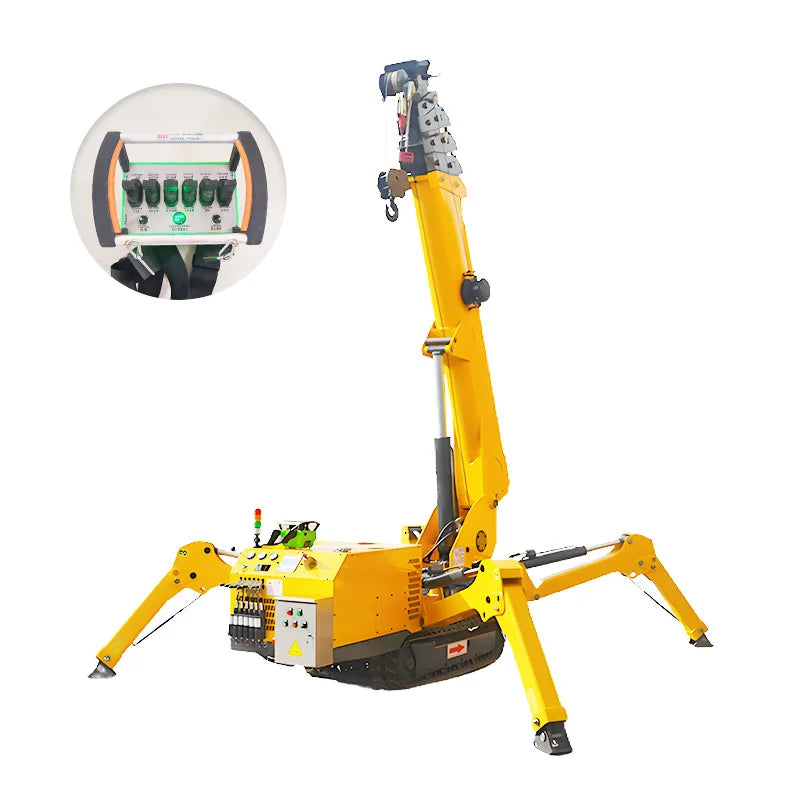 YG CE EPA 1 Tonne Mini-Spinnenkran 3 Tonnen Fernbedienung Spinnenraupenkran Heben von Glas 9m 12m Spinnenkran mit Fly Jib