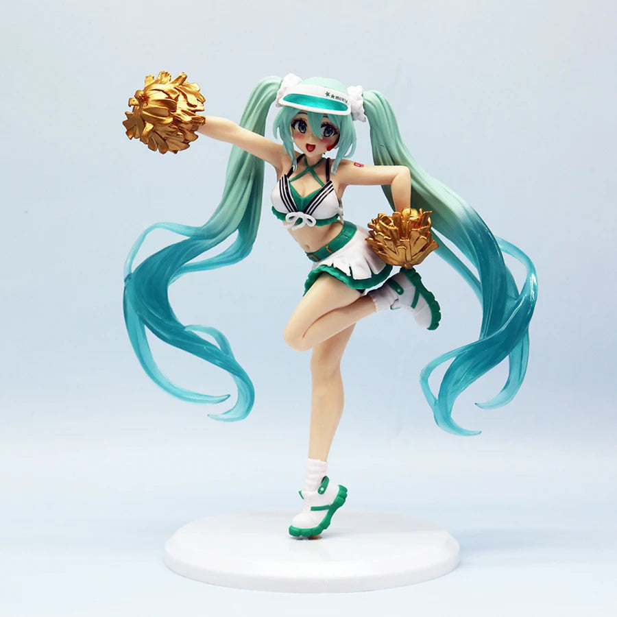 18cm Fashion Hatsune Miku Anime Figure Cheerleader Hatsune Miku Action Figures Kawaii Girl Figurine PVC Collection Model Toys