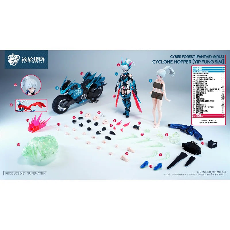 Nuke Matrix Cyber Forest Cyclone Hopper Yip Fung Sim Mecha Girl Assembly Model Kit Anime Action Figure Toy Gift for Kids