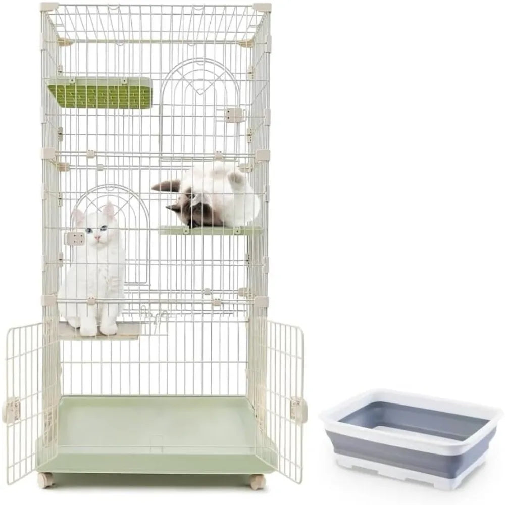 Cat Cages Indoor with Litter Box Included, 28.15 L x 18.5 W x 51.6 H, Large Indoor Cat Cage with 2 Opened Doors for Easy Litter