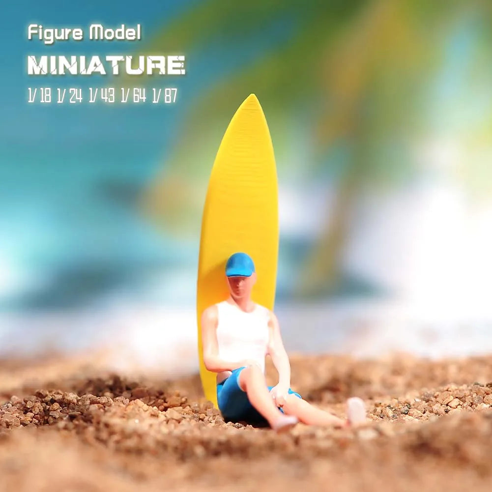 Painted Miniatures 1/18 1/24 1/43 1/64 1/87 Two Teenagers Preparing To Surf By The Seaside Figure Model Toys View Decoration