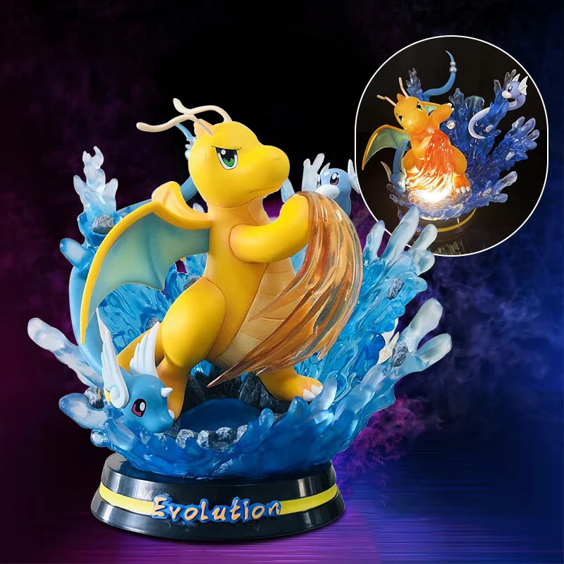 Pokemon Evolution Eevee Anime Figure Charizard Raichu Mewtwo Dragonite Venusaur Gengar Illuminous Figurine PVC Statue Model Toys