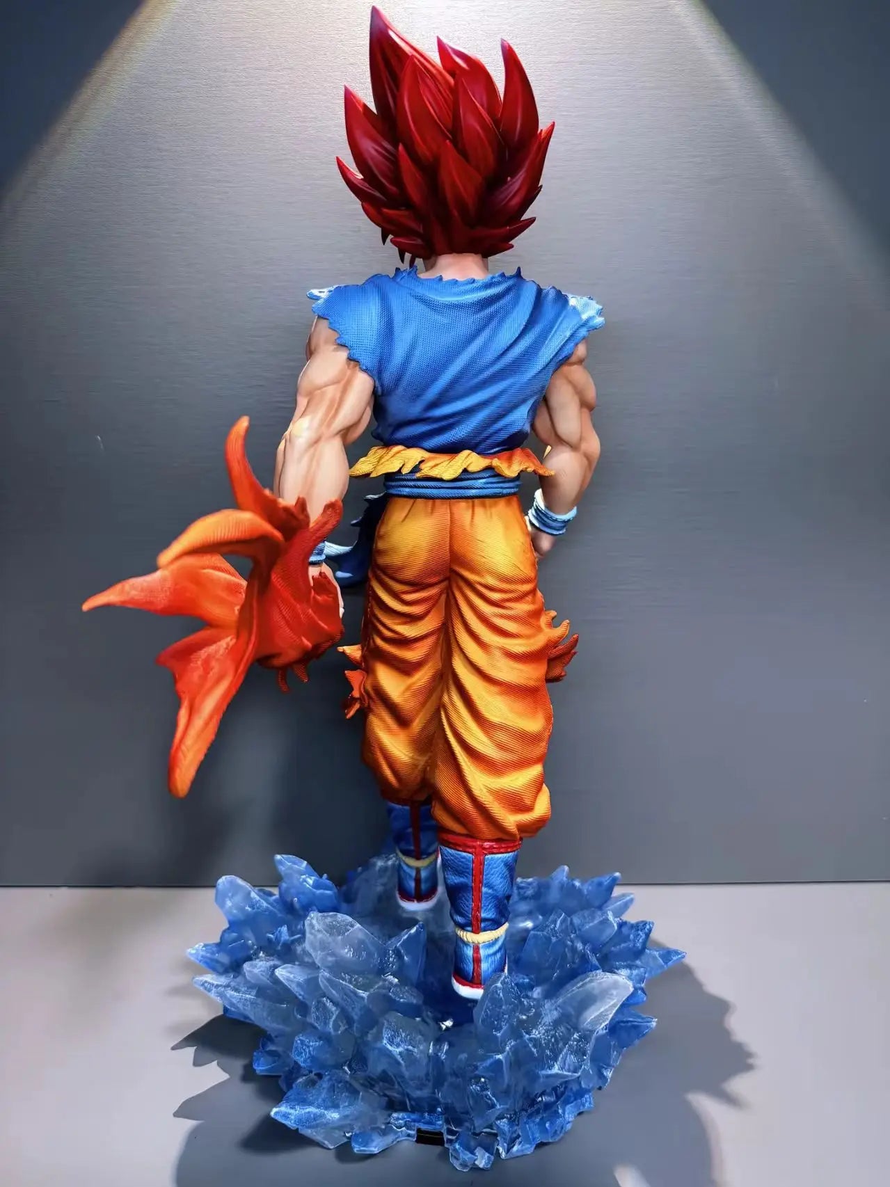 33cm/12.9inch JT Goku Statue Dragon Ball Z Super Saiyan Goku Figure Replace Head Led Base Gk Statue Collection Model Toy Gifts
