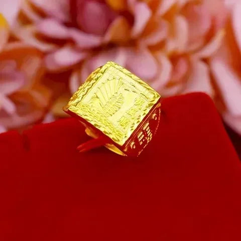 Gold shop with 999 24k real  gold ring men's fortune adjustable  24 K 5D real gold ring smooth sailing domineering male ring
