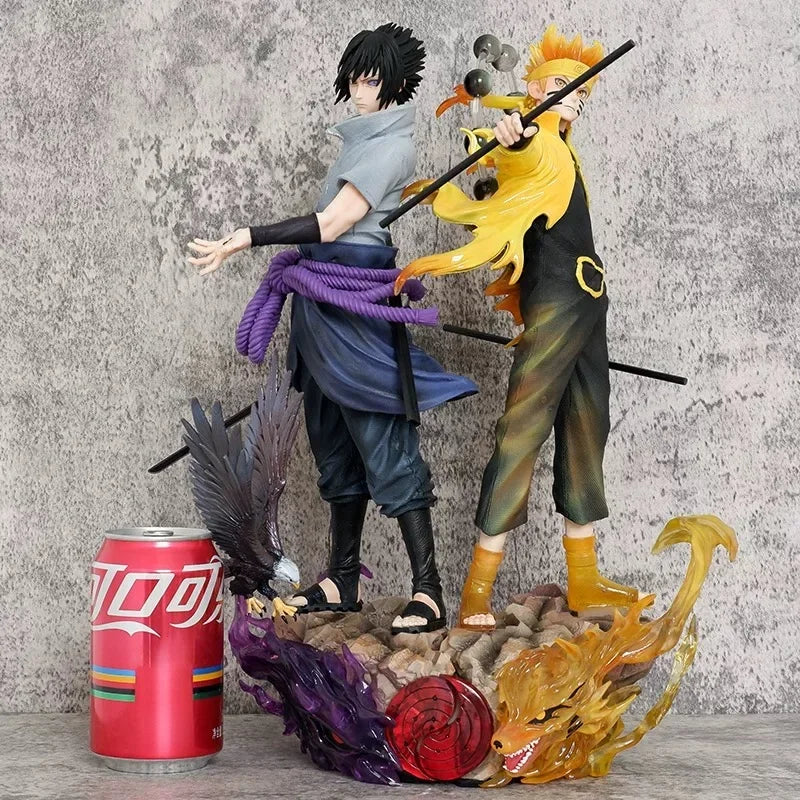 27cm Anime Uchiha Sasuke Statue Naruto Fighting Figurs GK Uzumaki Figures Shippuden Model PVC Collection Model Perimeter Toys