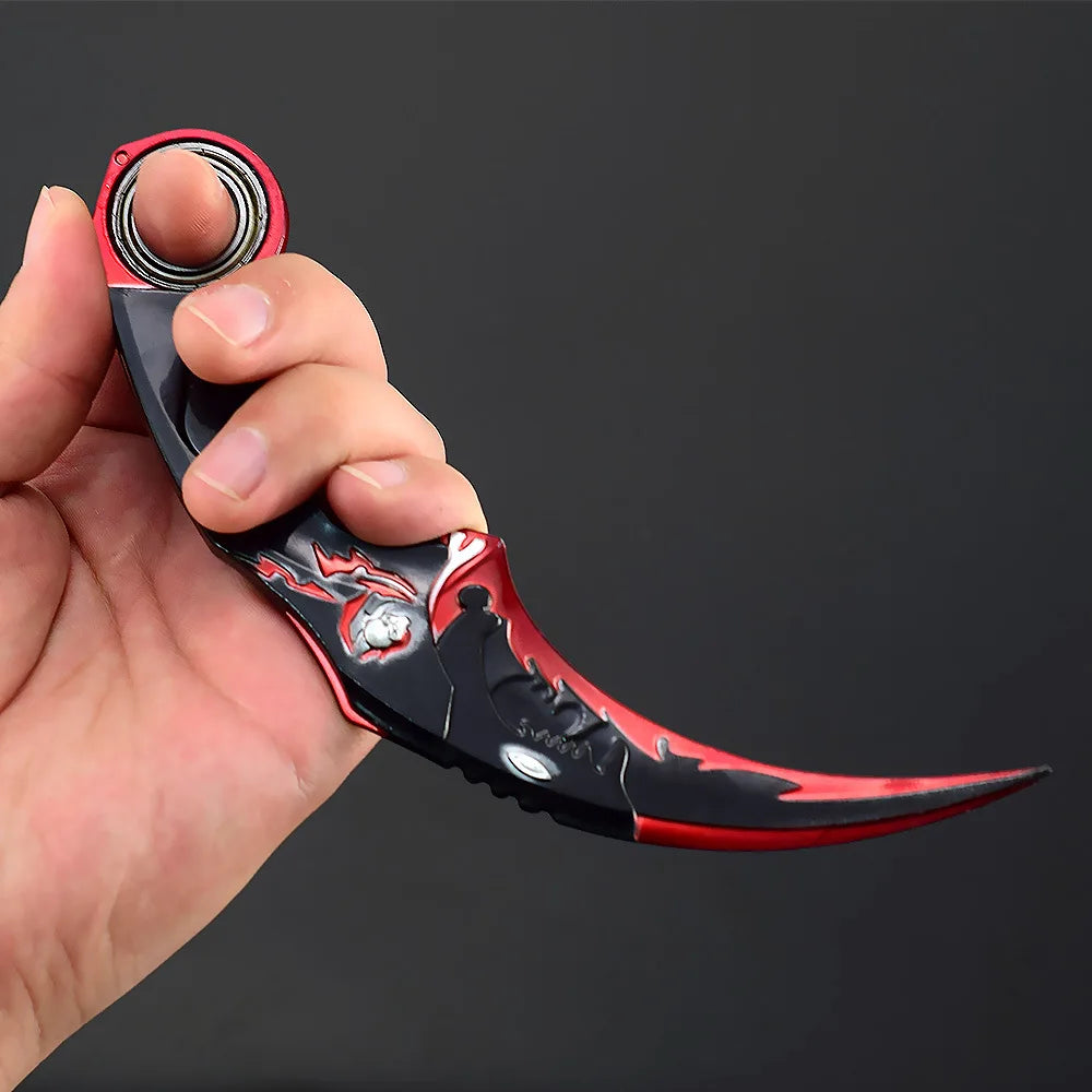 17CM Karambit Игра Живот и смърт Периферна Тъмна Луна Двойни Шипове Метален Модел Безопасност Мили Тери Влак Нож Играчки Меч Момче Подарък