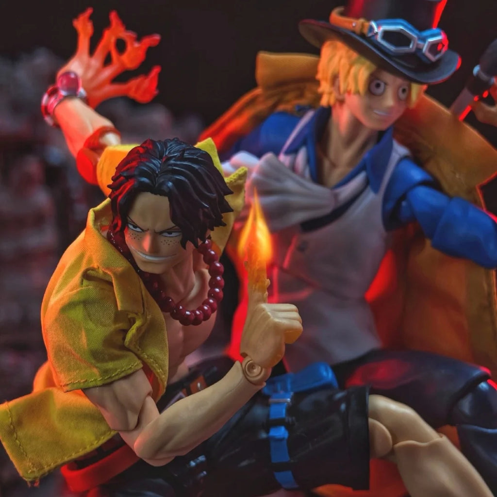 One Piece Shf Anime Handmade ACE Tailored Generation Yellow A Short Sleeved Shirt Built In Iron Wire Is Suitable for 1/12 Toys