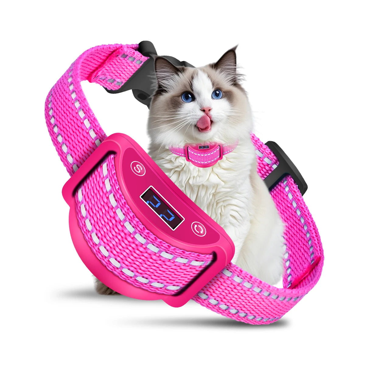 No Shock Automatic Cat Training Collar Stop Meowing with Safe Vibration, Anti Bark Vibration 5 Adjustable Levels for All Cats