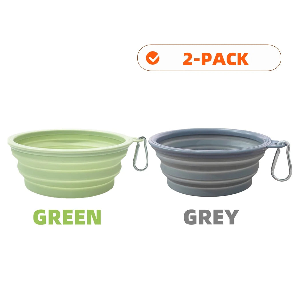 2er-Pack faltbare Silikon-Futter- und Wassernäpfe für Hunde, ideal für Outdoor-Camping und Reisen, mit Karabinerhaken
