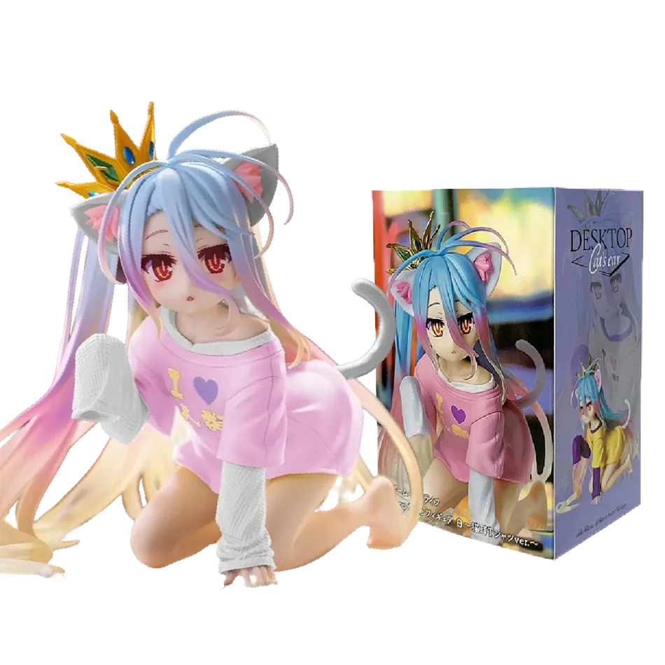 Original Genuine NO GAME NO LIFE 13cm Shiro Action Figure Figurine Collection Model Toy Kawaii Doll Desktop Decoration Gift