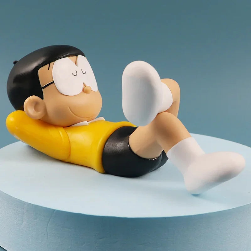 Anime Doraemon Nobita Nobi Sleep Car Decoration Kawaii Action Figure Blue Fat Collectible Model Toy Dolls Kid Birthday Gifts