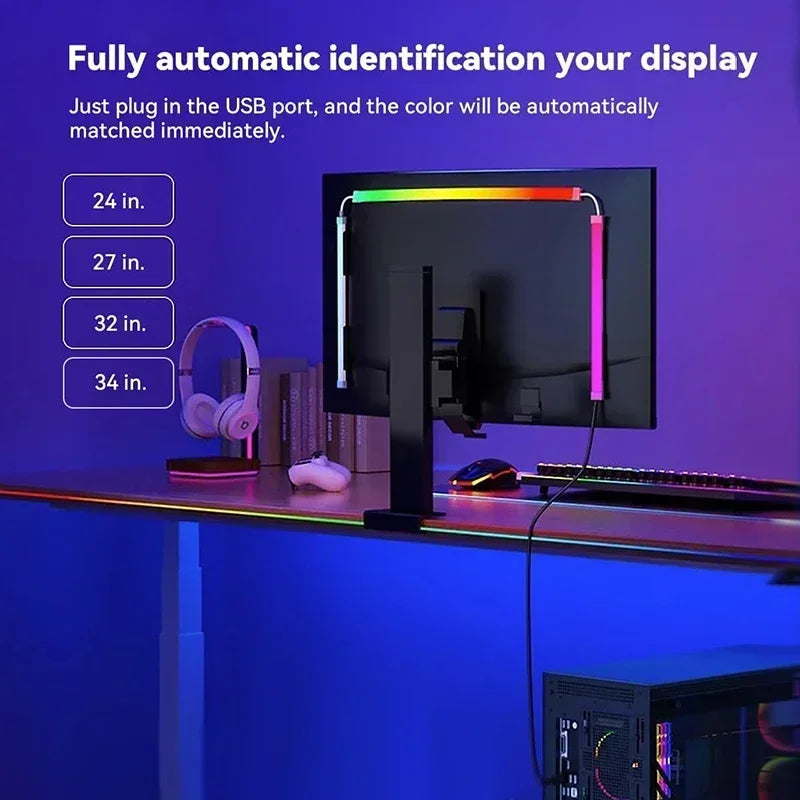 Smart Ambient PC Display Sync LED Strip Computer Monitor Backlight RGBIC Ambient Light USB Powered for Games Movies CreativeGift