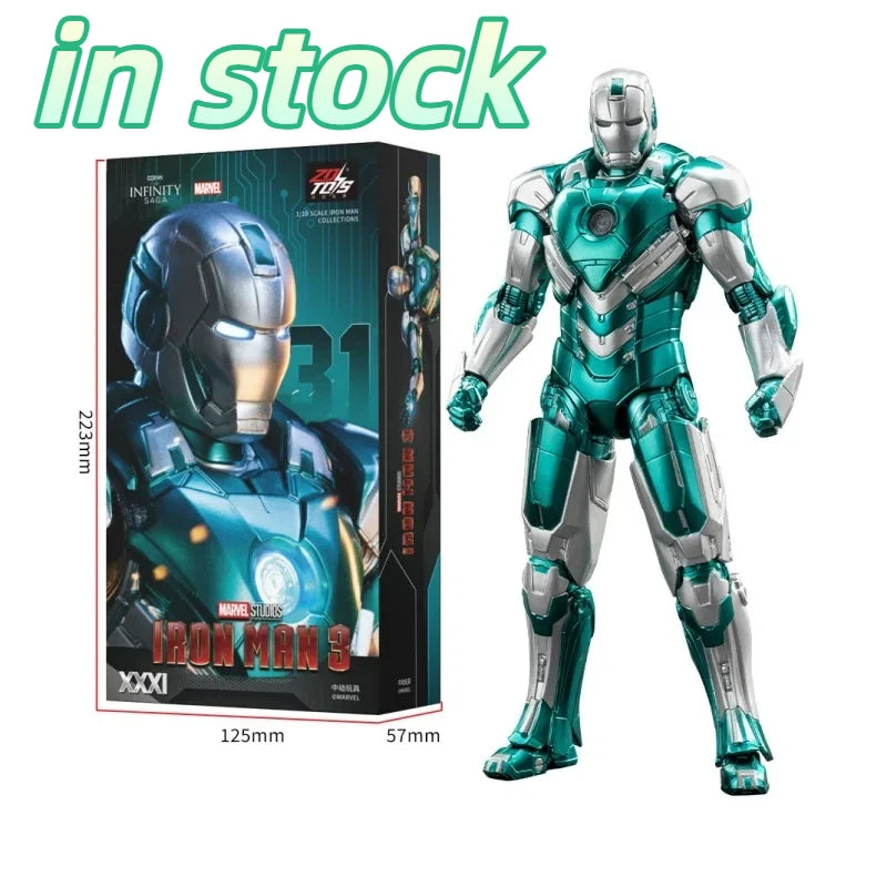 In Stock MZD Toys Iron Man Mark31 Mark32 Mark34 1/10 Movable Action Figure Marvel Collectible Statue Toy For Marvel Fans Boys