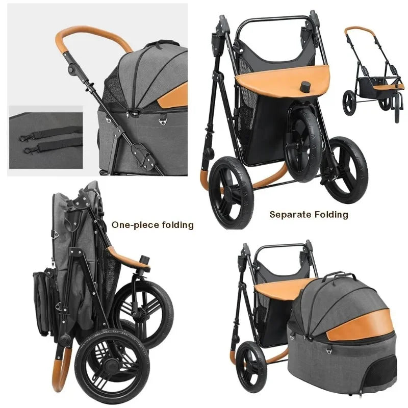 Pet Stroller Pet Stroller Large Dog Stroller Cat Stroller Dog Walking Stroller Pushchair Detachable Travel Carrier Tricycle
