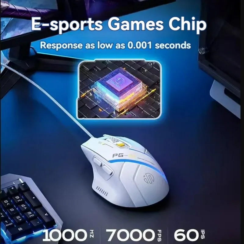 Inphic PG1 жична геймърска мишка RGB светоизлъчваща макро програмиране 12800DPI 6 клавиша компютърна мишка 1000hz честота на запитване