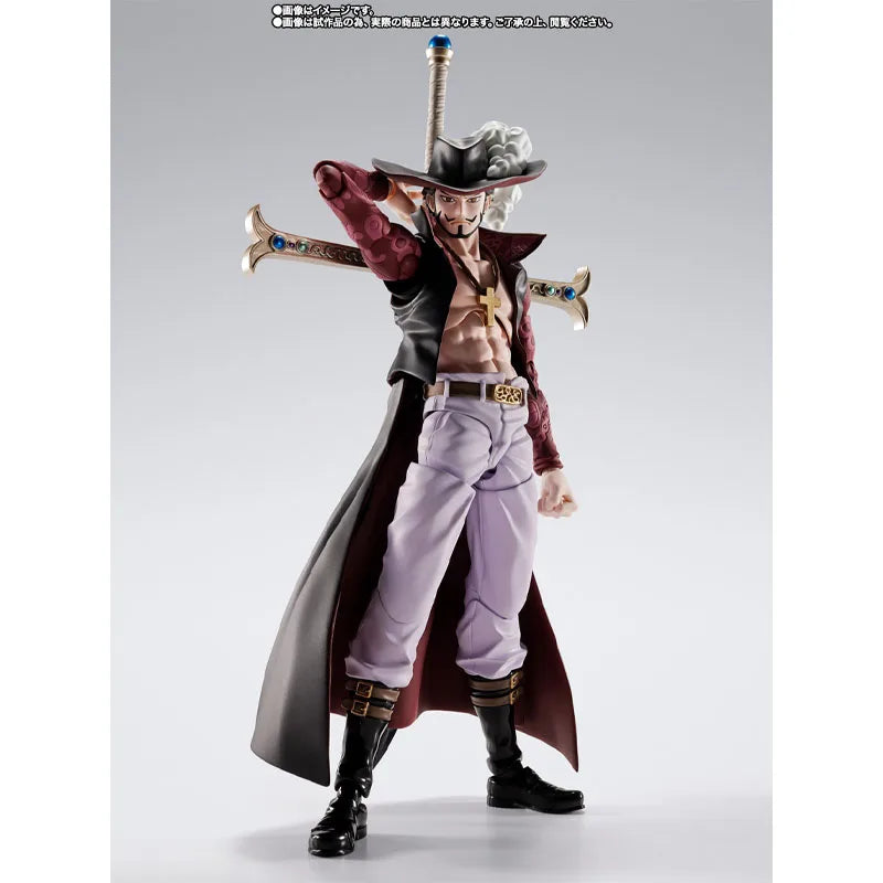 Bandai S.H.Figuarts One Piece Model Kit Genuine SHF Dracule Mihawk Hawkeye Anime Action Figure Collection Model for Toys Gifts