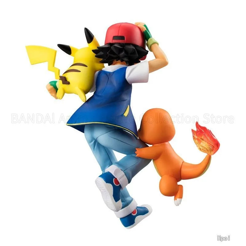 Hot Sale Original MegaHouse G.E.M.Series Pocket Monster THE ORIGIN SATOSHI&PIKACHU & HITOKAGE 1/8 Limited Edition Model Statue