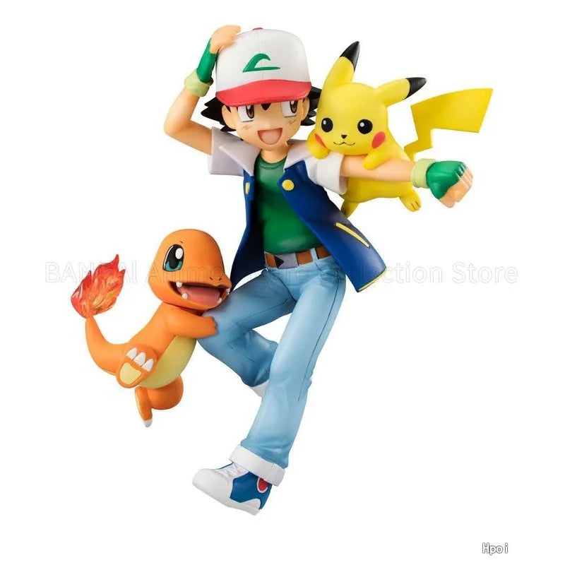 Hot Sale Original MegaHouse G.E.M.Series Pocket Monster THE ORIGIN SATOSHI&PIKACHU & HITOKAGE 1/8 Limited Edition Model Statue