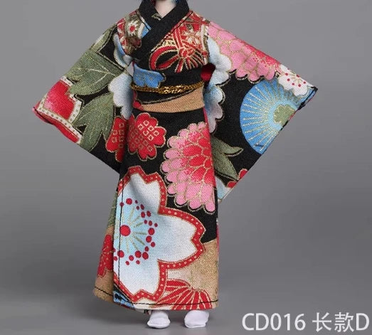 1/12 Scale Female Soldier Short Japanese Printing Kimono Dress Clothes Model for 12" Tbleague Phicen Body Accessories