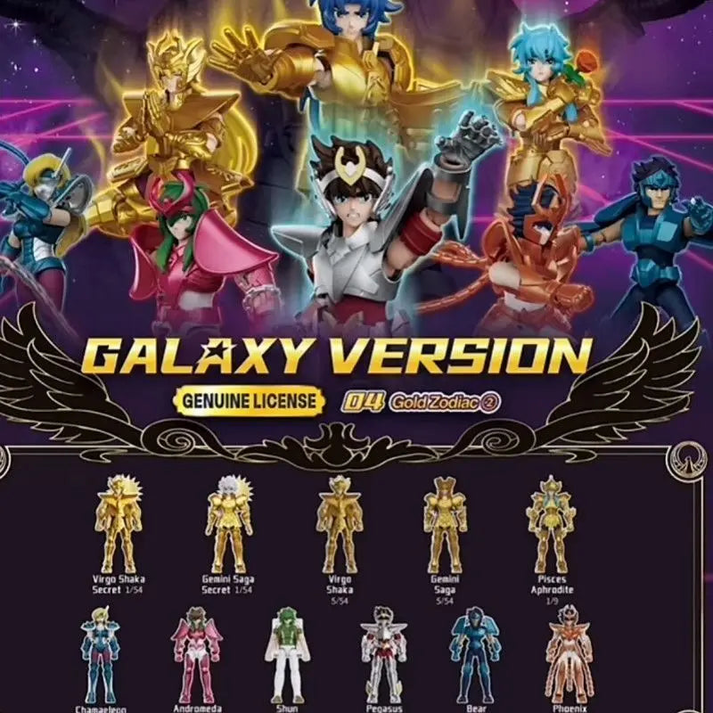 New Blokees Saint Seiya Blind Box Galaxy Version Vol.4 Gold Zodiac Anime Saga Action Figures Assembled Model Toy Collectible