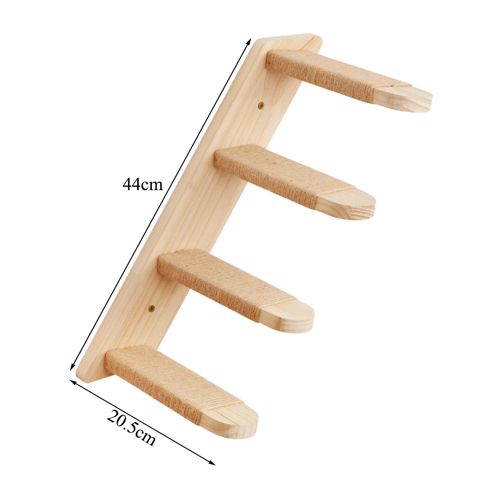 Cat Wall Mounted Furniture Wooden Hammock Climbing Shelf Set Perch Sisal Ladder Scratching Post Beds Perches Stable For Kitty