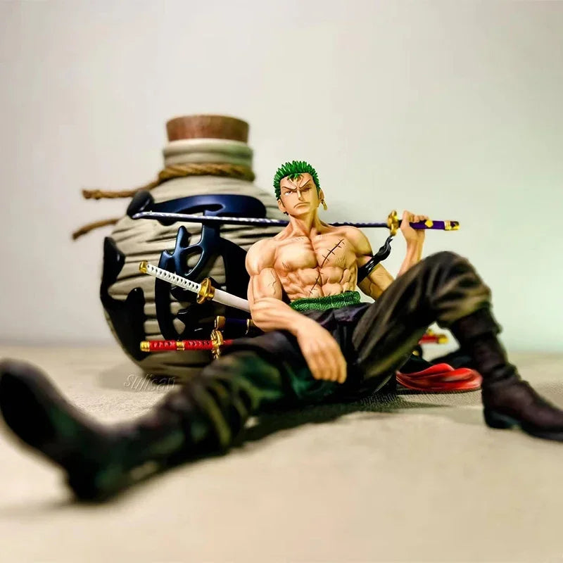 10cm One Piece Anime Figure Roronoa Zoro Anime Figure Sitting Action Figure Pvc Model Statue Collection Decoration Toys Gift