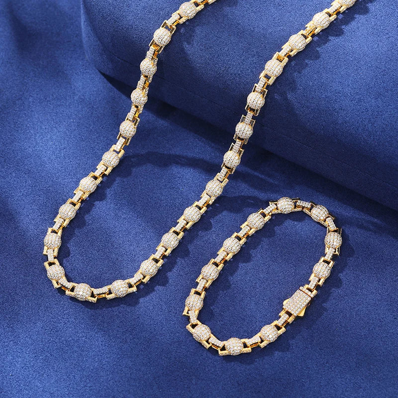 Mode S925 Iced Out Ball Bead Kette Full D VVS Moissanite Link Armband Für Frauen Hip Hop Rap Bling Schmuck Bling charms Geschenk