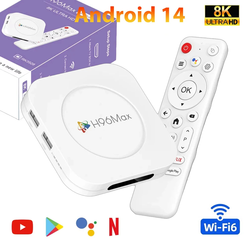 Smart TV Box H96 MAX M1 PLUS Android 14 TV Box Wifi6 Unterstützung 4K 8K Video Set-Top-Box Stimme Assistent Media Player 4GB 32GB 128GB