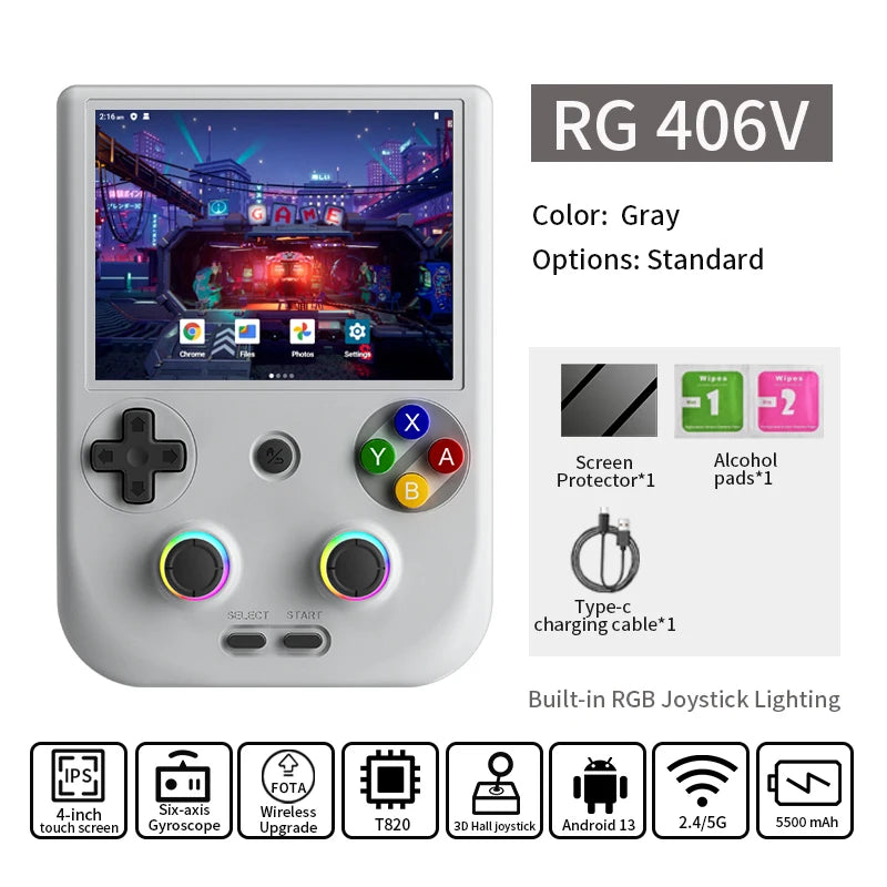 Anbernic RG 406V Retro Handheld Games Console 4" IPS Multi-touch Screen Android 5500mAh RG406V Video Gaming Player FOTA Update