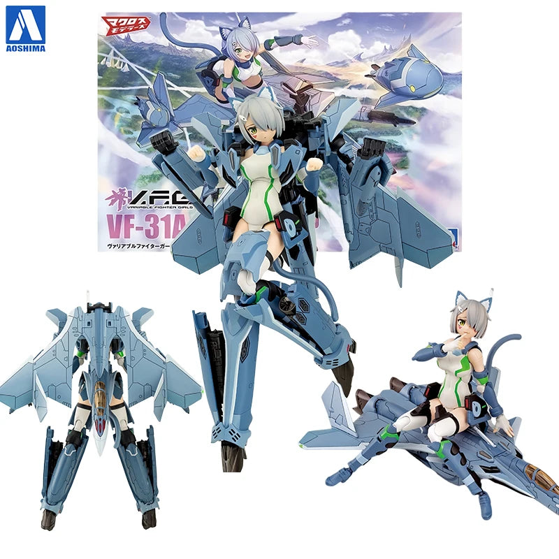 Aoshima V.F.G. Macross Delta VF-31A Kairos SP Action Figures Collectible Mecha Girl Plastic Model Kit