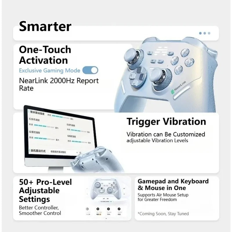 BEITONG KP40 Pro Wireless Gamepad 2000Hz Polling Adjustable Hall Joysticks Dual Vibration Triggers Controller for PC Android iOS
