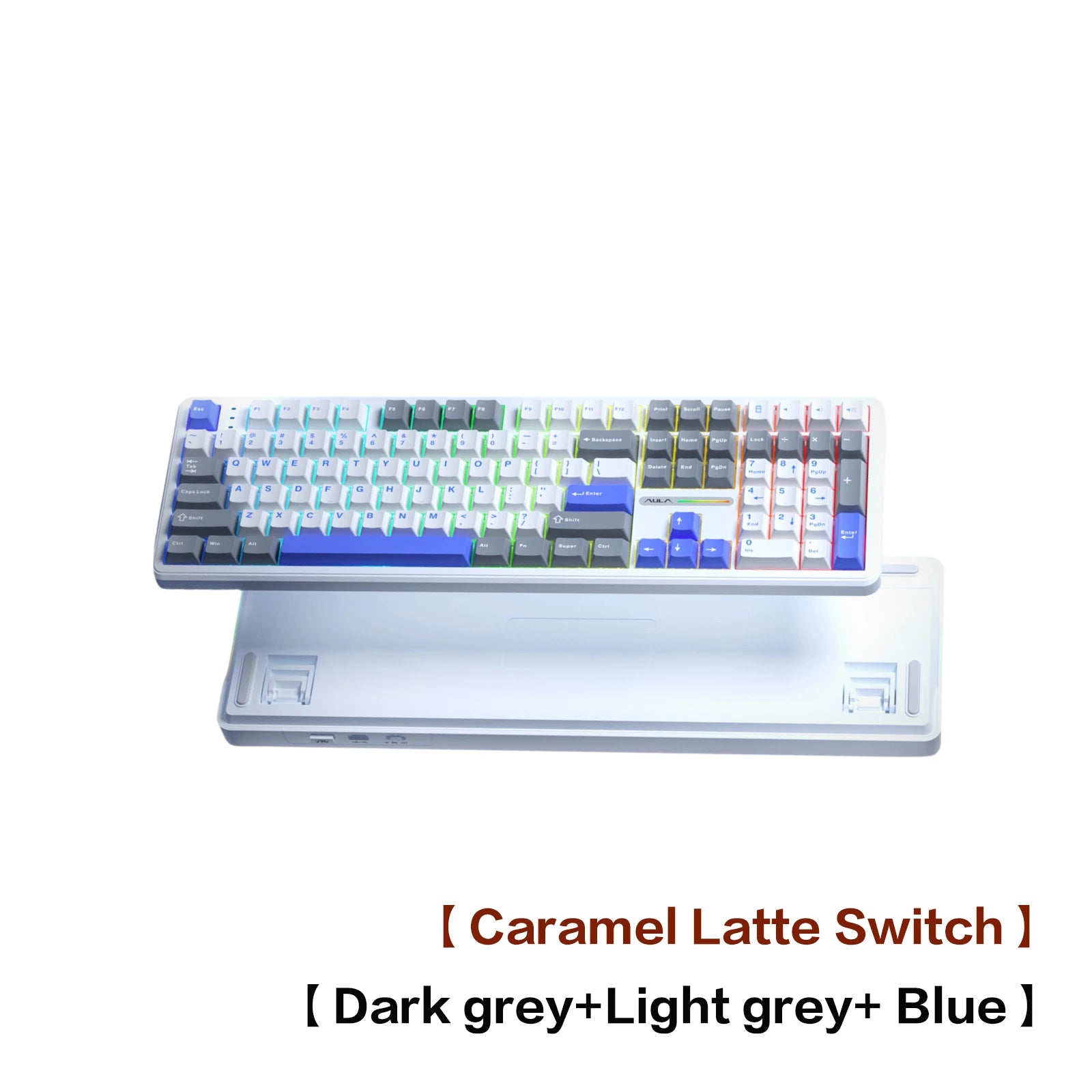 AULA F108 Wired Bluetooth 2.4Gwireless three - mode connection mechanical keyboard gasket structure RGB lighting effect