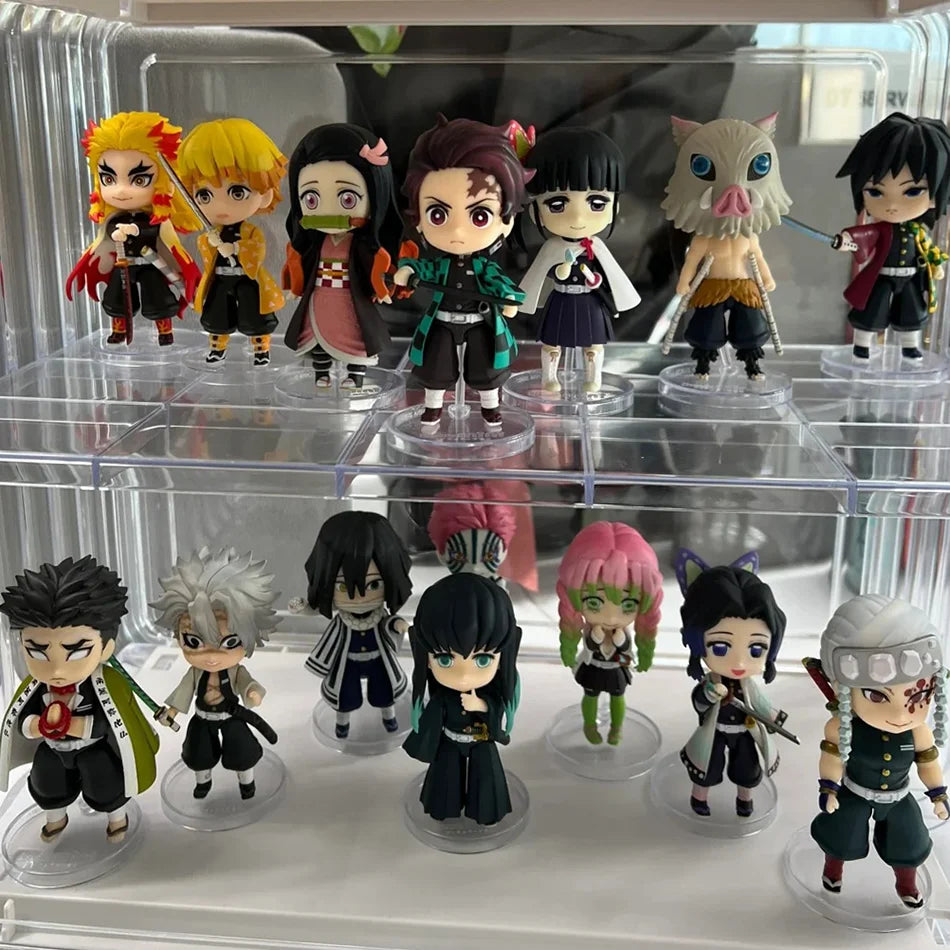 6 Style/Set Q Version Demon Slayer Standing Ghost Doll Tanjiro Nidouzi Inosuke Zenizu Figure Action Figure Movie Model Toys Doll