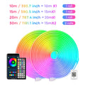 30M/20M/15M/10M RGB LED неонови светлини, интелигентно дистанционно управление с приложение, водоустойчиво въже за синхронизиране на музика и промяна на цветовете за игра в спалня/дневна 