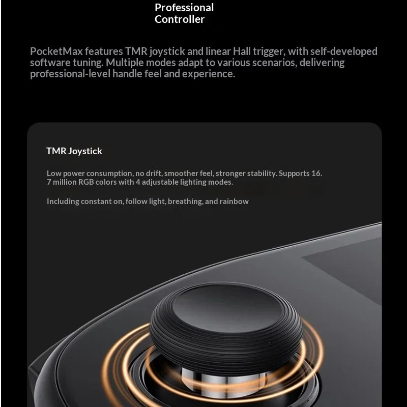 MANGMI Pocket Max Handheld Gaming Console TMR Joysticks Hall Triggers Android 13 8+128GB with 7" 144Hz AMOLED Screen Wifi6+BT5.1