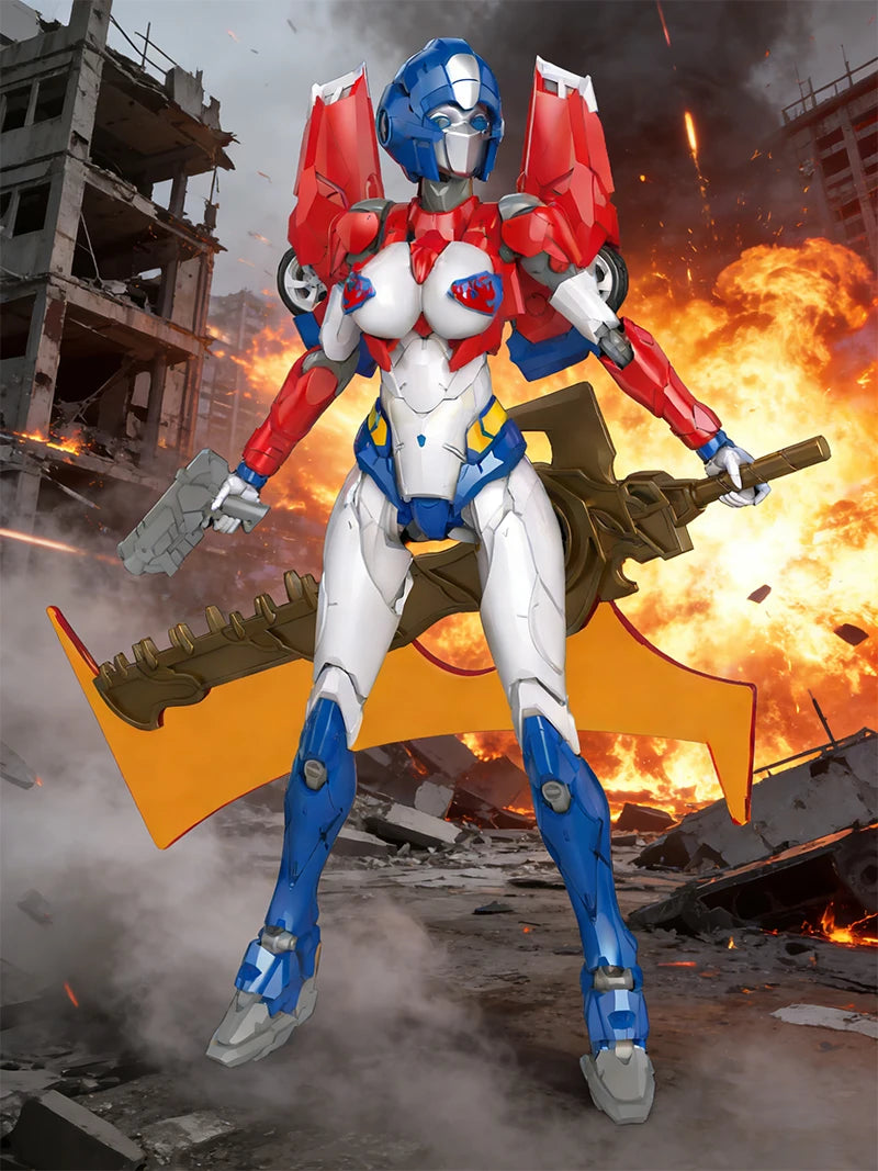 2026.Upgraded Arcee Sassy Mecha Action Figure Assemble Model Toy With Light Up Eyes Large Sword Collectible Robot Building Kit