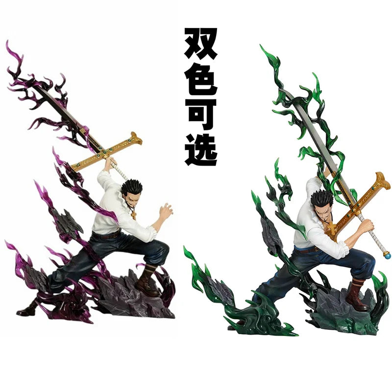 One Piece 30cm/11.81 Inches Tianhui Dracule Mihawk Anime Figure Pvc Statue Desktop & Room Ornament Collectible Model Toy Gift