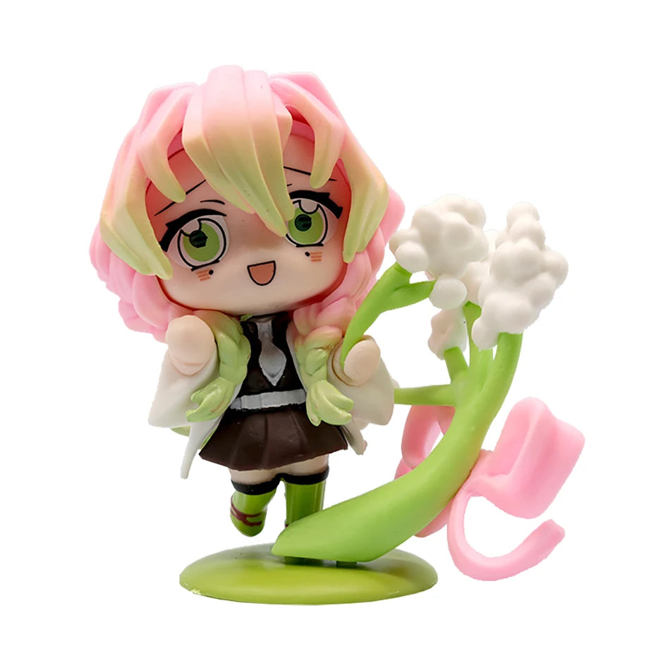 Anime 6Pcs/Set Q Version Demon Slayer Figurine  Boxed Model Ornament Accessory Cartoon Movability Kits Mascot Kid Toy Gift
