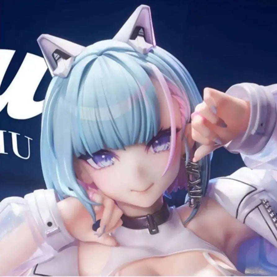 26cm Near Future Cat MIU Anime Figure Cat Demon Pretty Girl Figurine Pvc Collection Statue Model Room Ornament Desk Toys Gift
